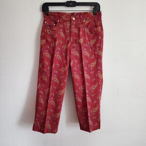 Ladies Petite SZ 8P Ralph Lauren Jeans Red Paisley Capri